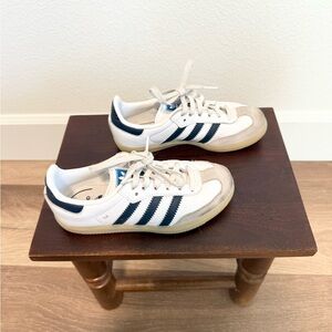 Adidas Kids White and Blue Sneakers